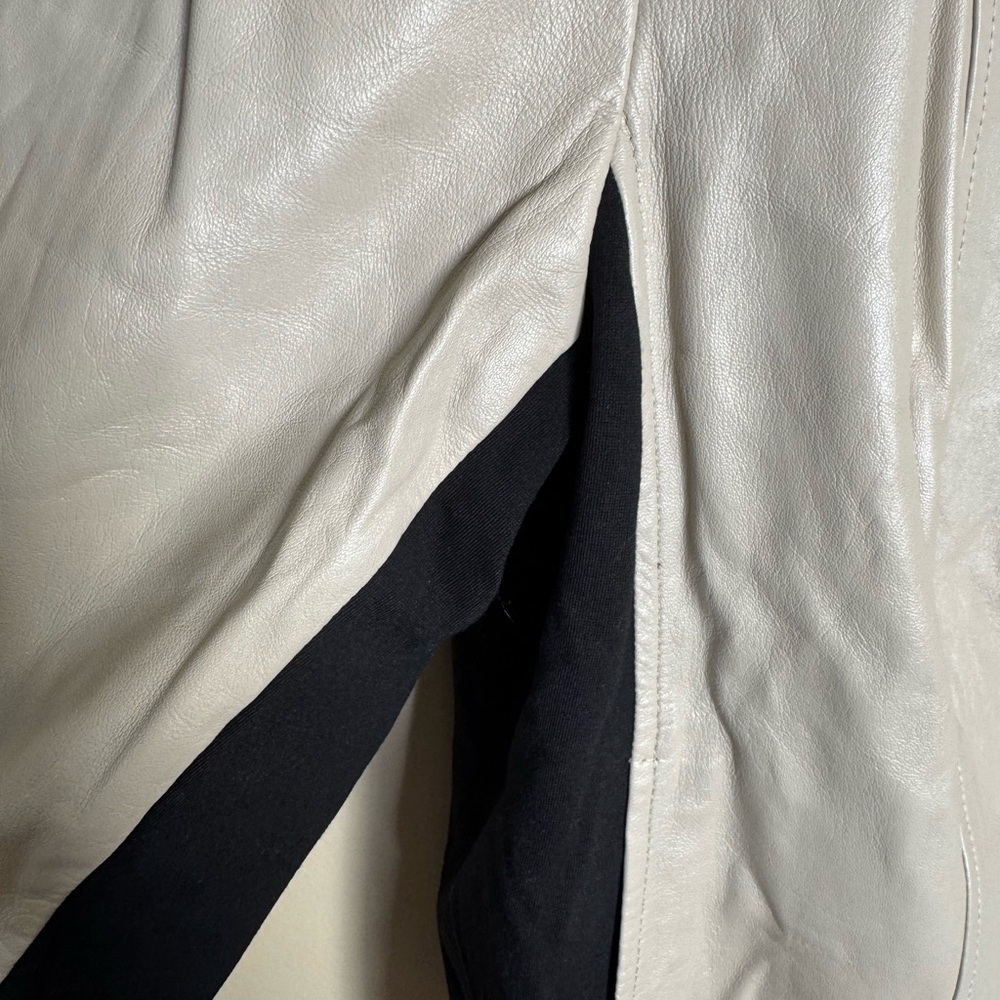 DKNY Lamb Leather Jacket Collarless Tan size 2X - Picture 5 of 8